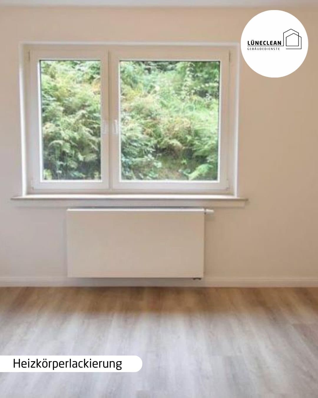 Heizkörperlackierung – weiß lackierter Flachheizkörper unter dem Fenster